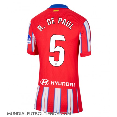 Camiseta Atletico Madrid Rodrigo De Paul #5 Primera Equipación Replica 2024-25 para mujer mangas cortas